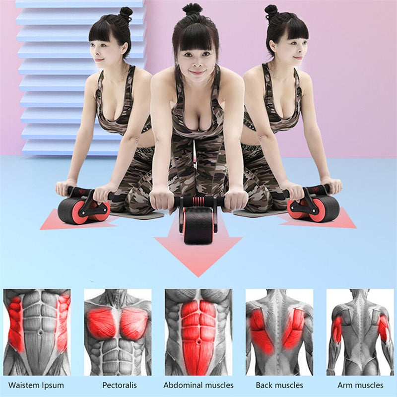 Double Wheel Abdominal Exerciser Women Men Automatic Rebound Ab Wheel Roller